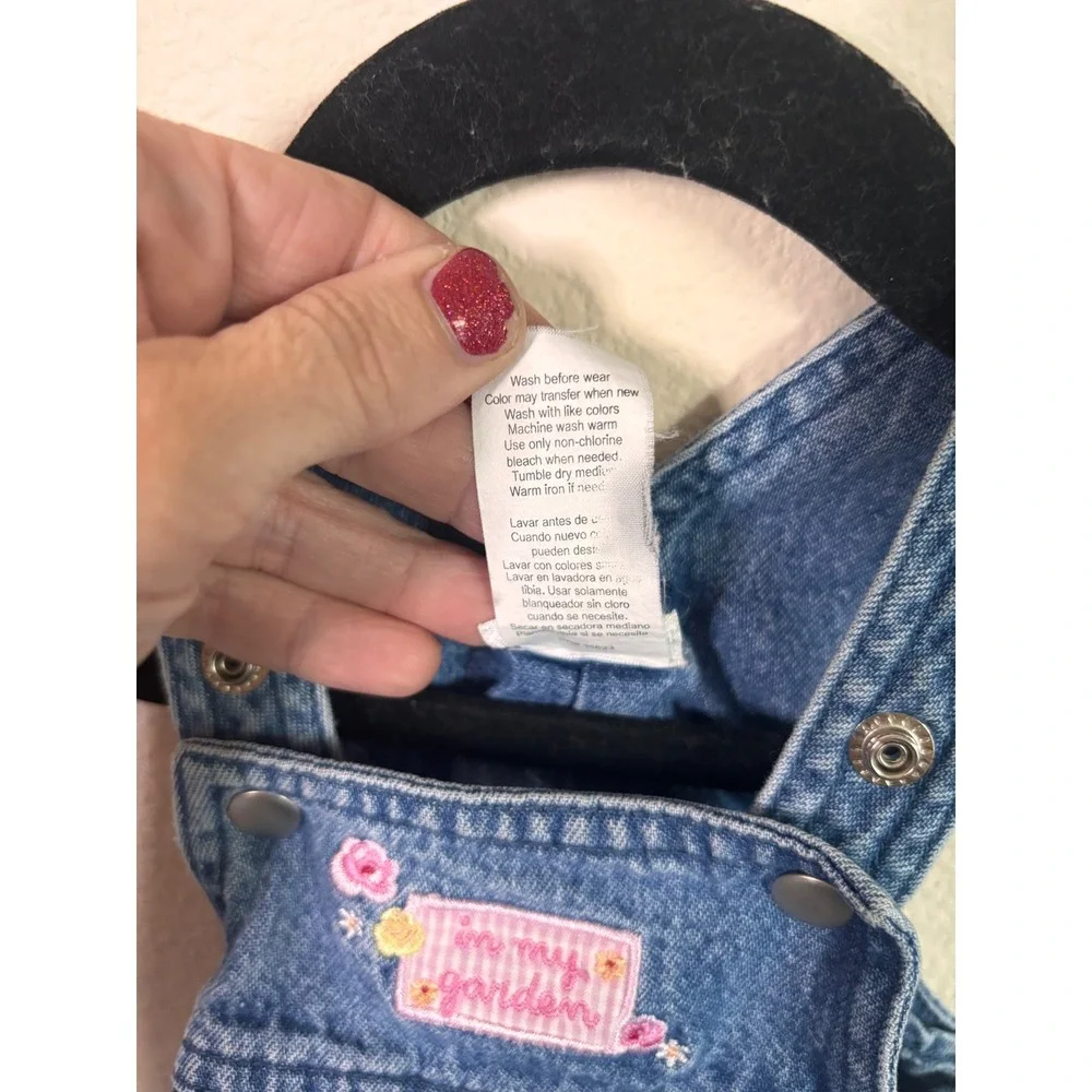 Vintage Carters Tykes Denim Overalls Baby Girls 0-3M Embroidered Garden Cat